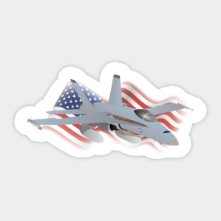 American F-18 Jet Fighter with American Flag Sticker